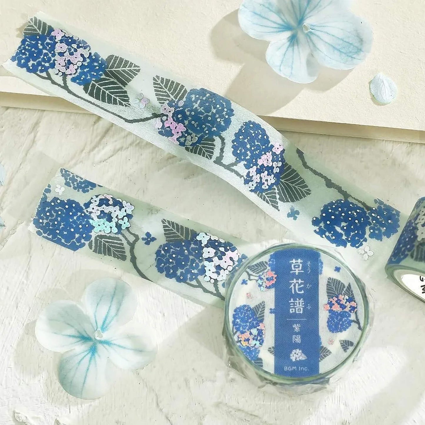 BGM Foil Washi Tape Botanical Notes - Hydrangea - Washi Tapes
