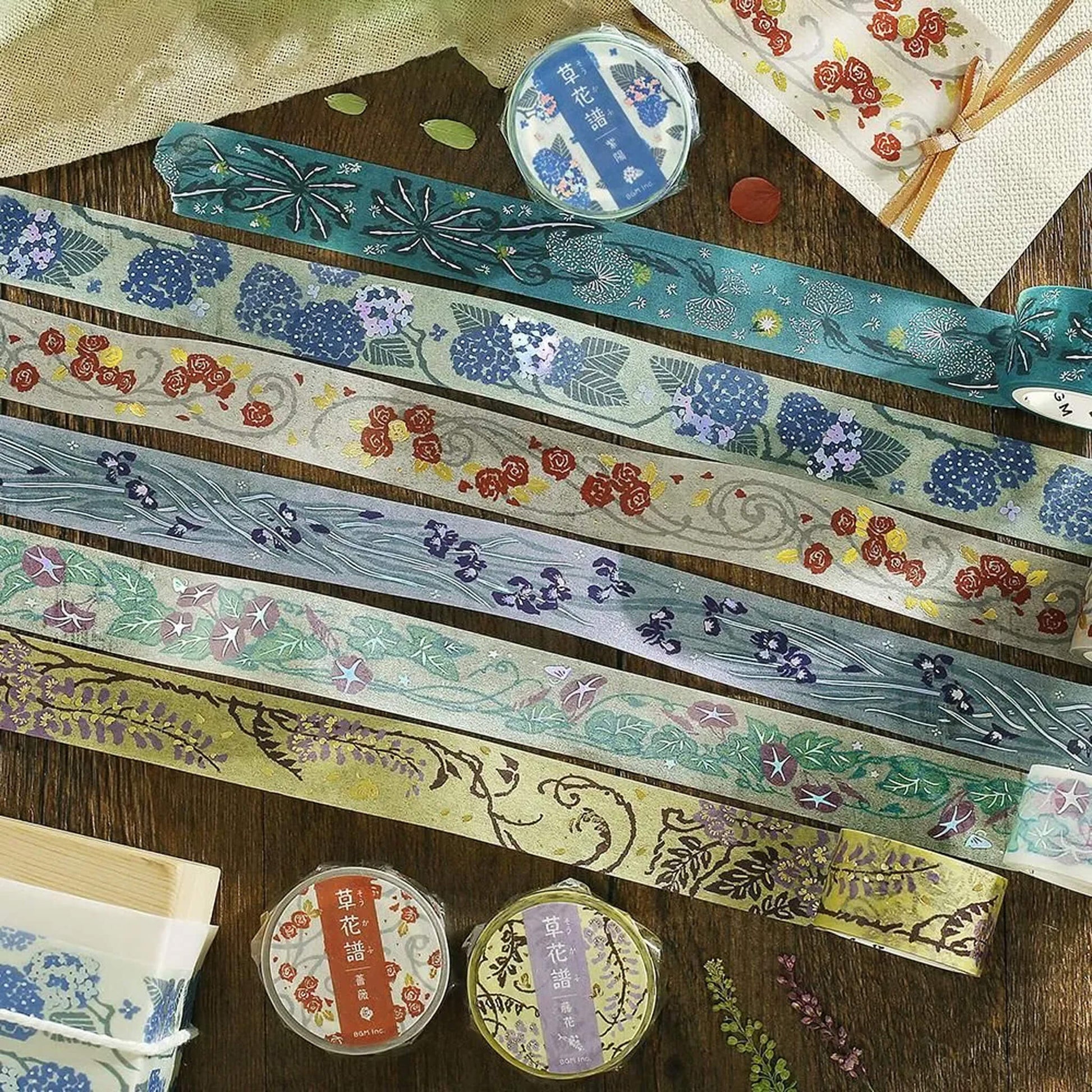 BGM Foil Washi Tape Botanical Notes - Hydrangea - Washi Tapes