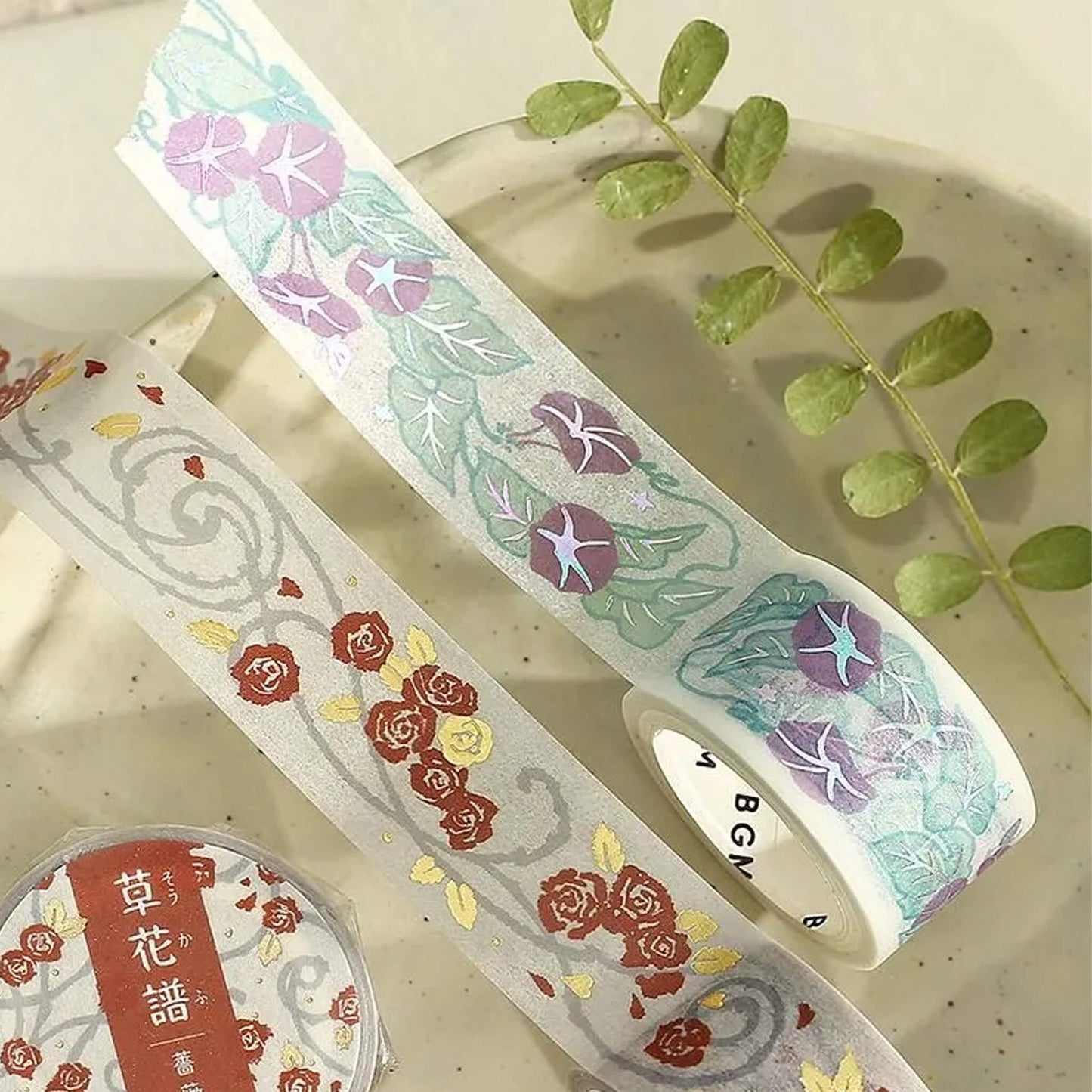 BGM Foil Washi Tape Botanical Notes - Morning Glory - Washi Tapes