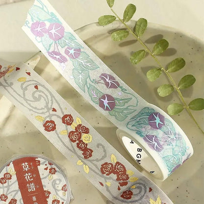 BGM Foil Washi Tape Botanical Notes - Morning Glory - Washi Tapes