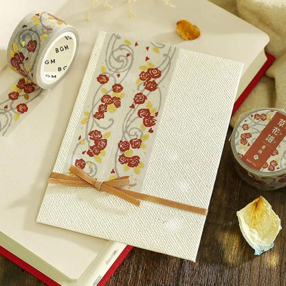 BGM Foil Washi Tape Botanical Notes - Rose - Washi Tapes