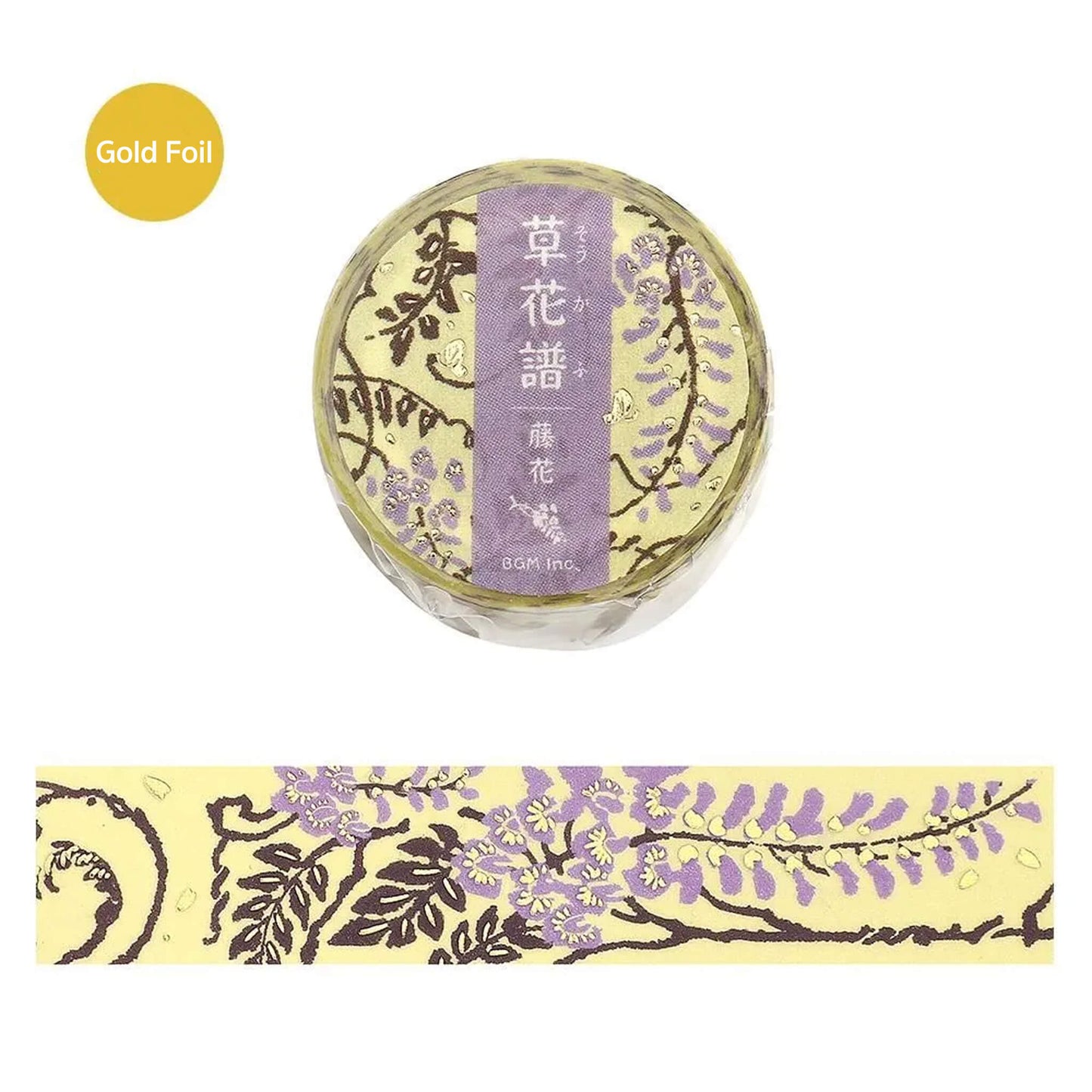 BGM Foil Washi Tape Botanical Notes - Wisteria - Washi Tapes