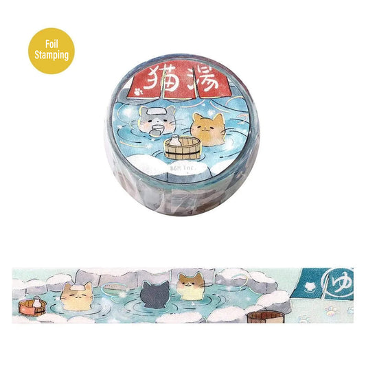 BGM Foil Washi Tape - Cat Onsen - Washi Tapes