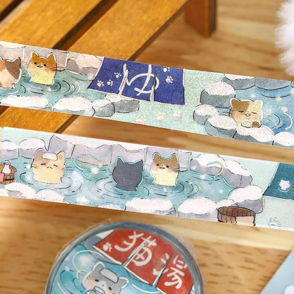 BGM Foil Washi Tape - Cat Onsen - Washi Tapes