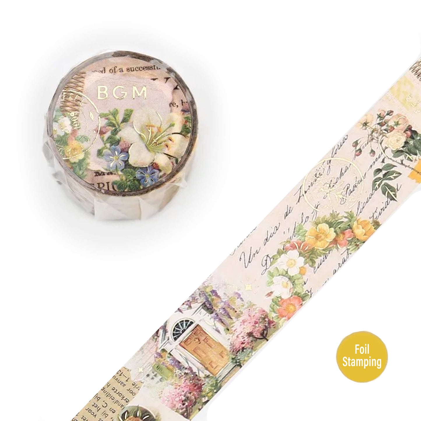 BGM Foil Washi Tape Invitation to Romance - Flower - Washi Tapes