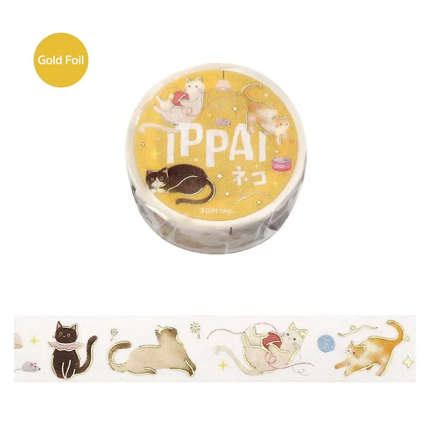BGM Foil Washi Tape IPPAI - Cat - Washi Tapes