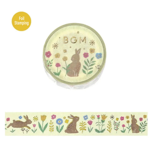 BGM Foil Washi Tape Nordic Forest - Flowers and Rabbits - Washi Tapes