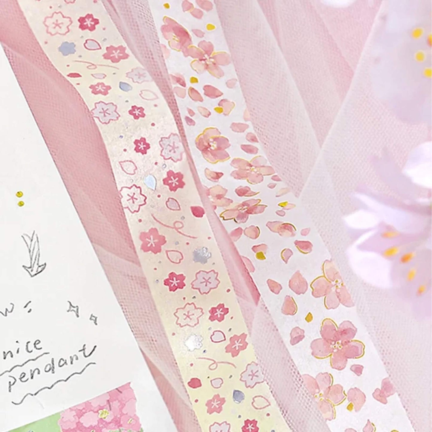 BGM Foil Washi Tape Sakura Limited Edition - Dancing Cherry Blossoms - Washi Tapes