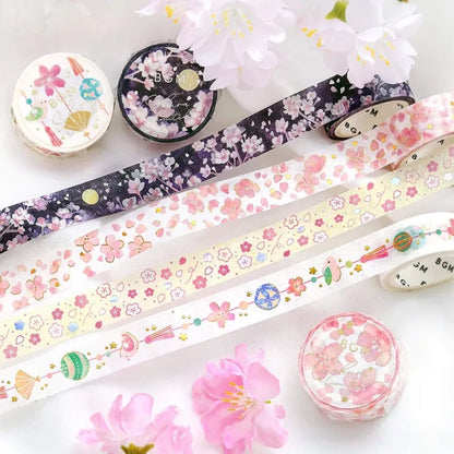 BGM Foil Washi Tape Sakura Limited Edition - Moon Viewing Cherry Blossoms - Washi Tapes