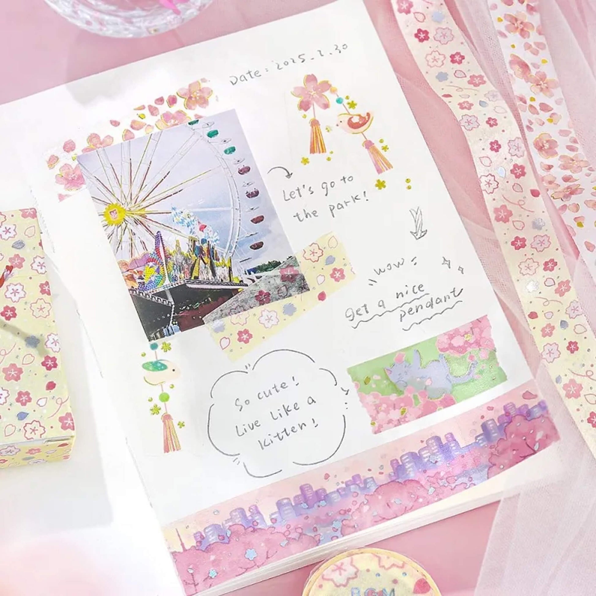 BGM Foil Washi Tape Sakura Limited Edition - Sakura - blooming Town - Washi Tapes