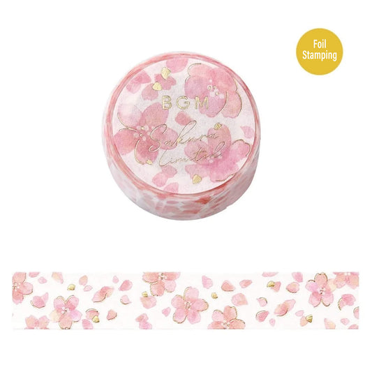 BGM Foil Washi Tape Sakura Limited Edition - Spilling Cherry Blossoms - Washi Tapes