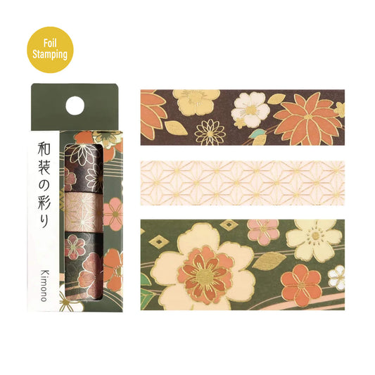 BGM Foil Washi Tape Set Kimono Colors Vol. 2 - Deep Green - Washi Tapes
