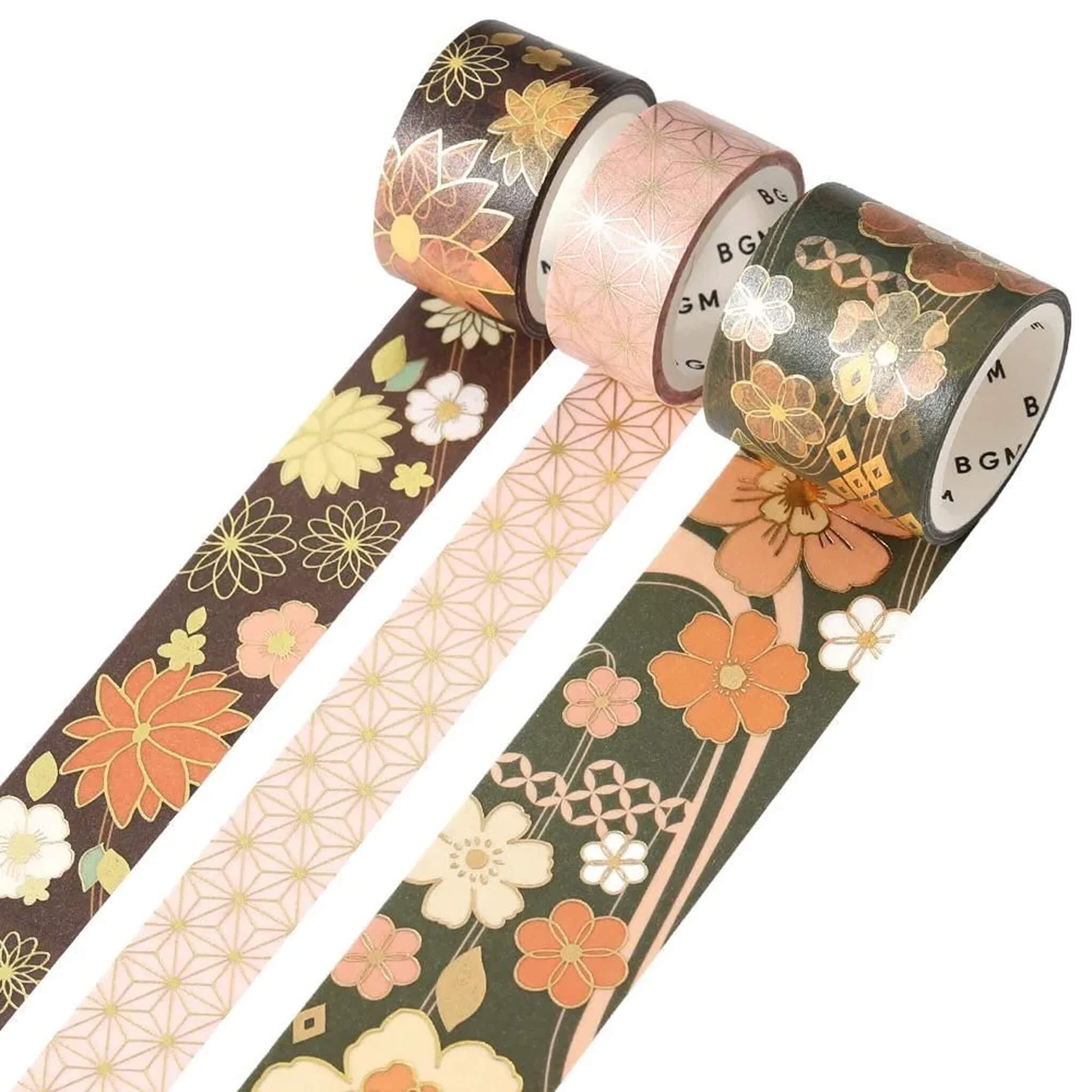 BGM Foil Washi Tape Set Kimono Colors Vol. 2 - Deep Green - Washi Tapes