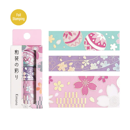 BGM Foil Washi Tape Set Kimono Colors Vol. 2 - Sakura - Washi Tapes