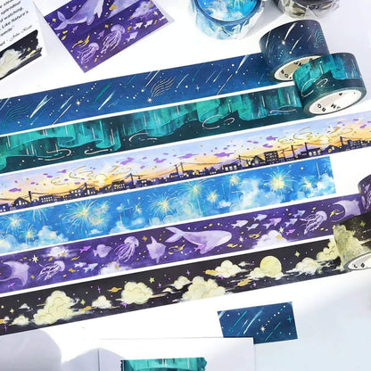 BGM Foil Washi Tape Sky Picture Book - Aurora - Washi Tapes