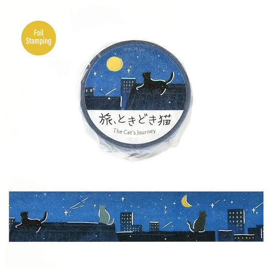 BGM Foil Washi Tape Travel, Sometimes Cats - A Late Night Showered with Stars - Washi Tapes
