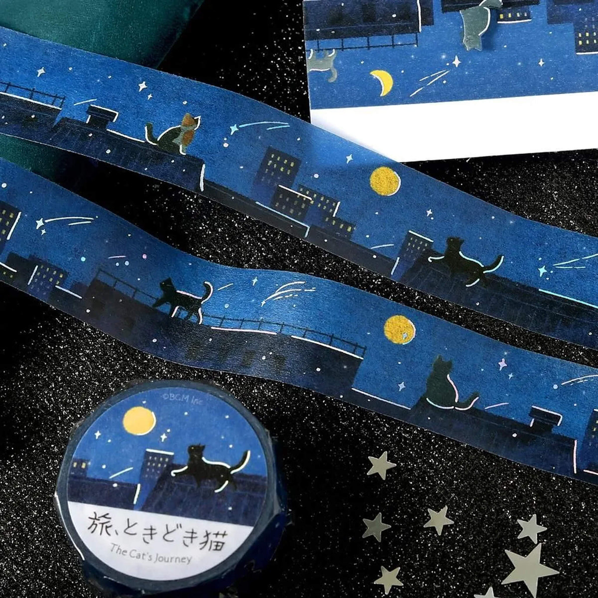BGM Foil Washi Tape Travel, Sometimes Cats - A Late Night Showered with Stars - Washi Tapes