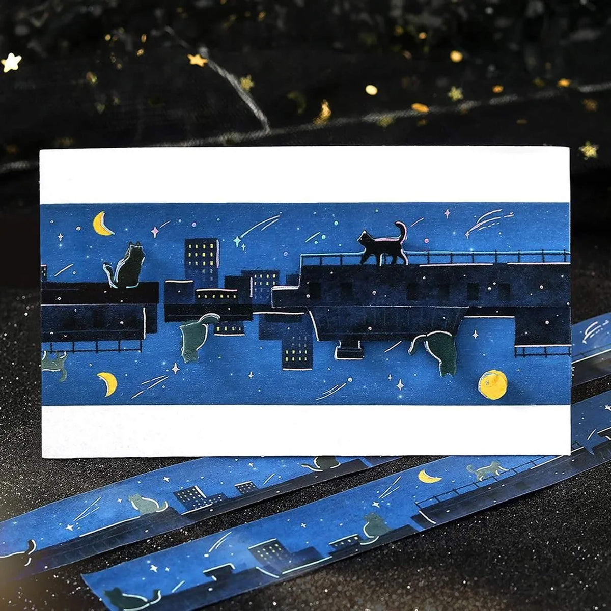 BGM Foil Washi Tape Travel, Sometimes Cats - A Late Night Showered with Stars - Washi Tapes