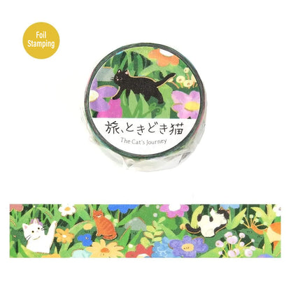 BGM Foil Washi Tape Travel, Sometimes Cats - Fields in Bloom - Washi Tapes