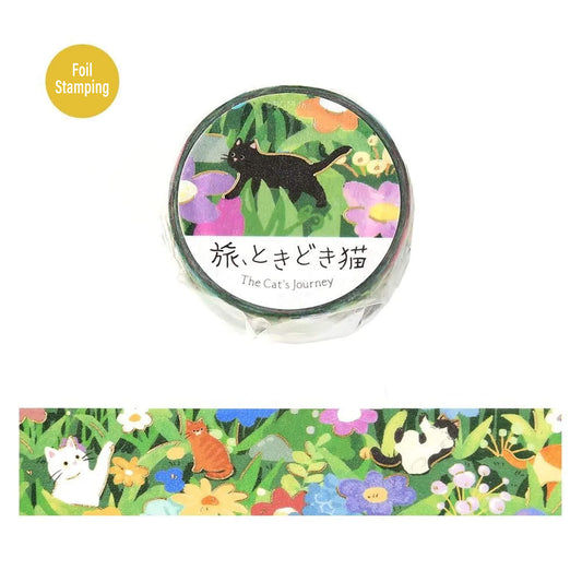 BGM Foil Washi Tape Travel, Sometimes Cats - Fields in Bloom - Washi Tapes