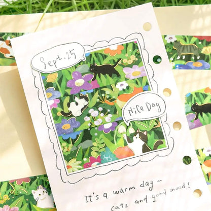 BGM Foil Washi Tape Travel, Sometimes Cats - Fields in Bloom - Washi Tapes