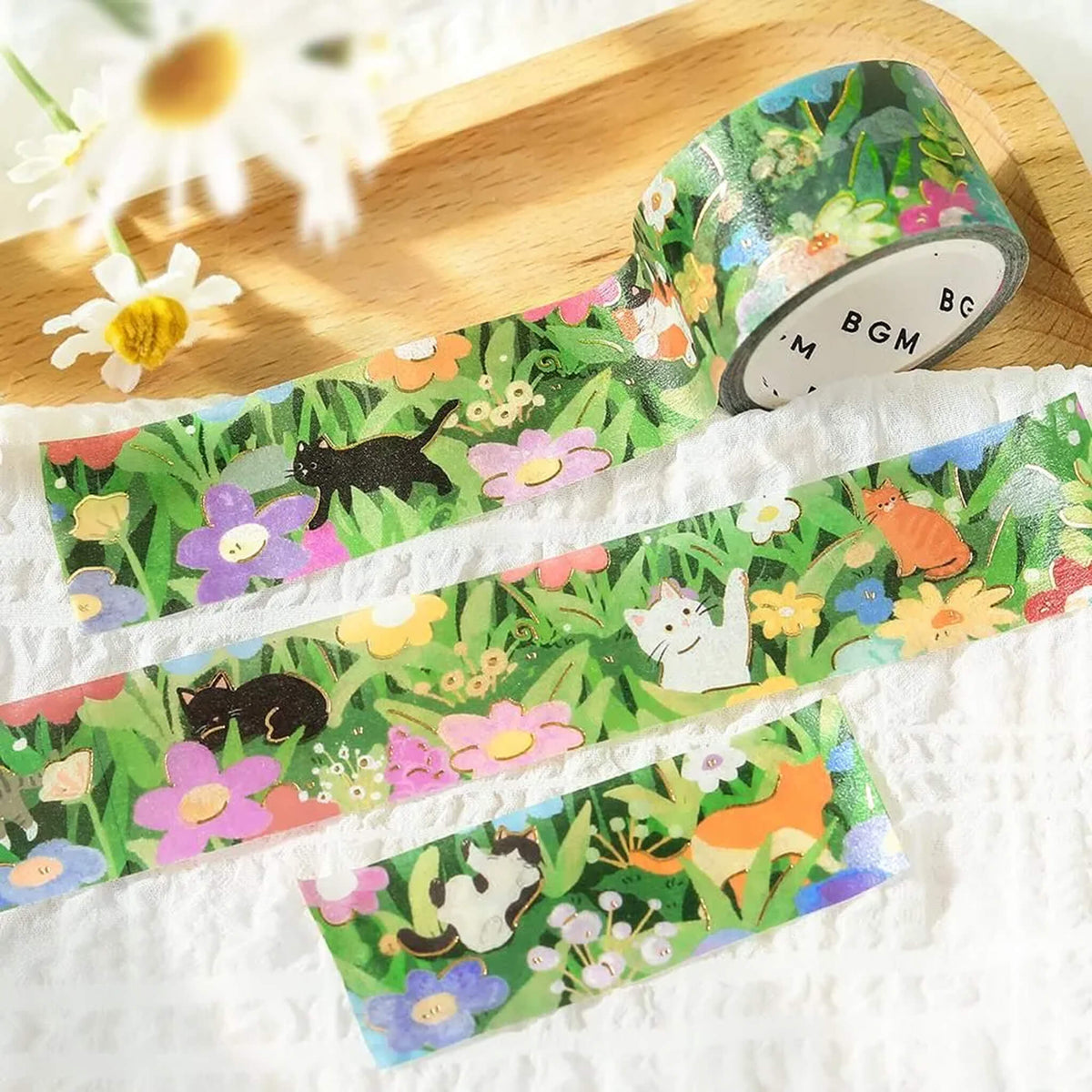 BGM Foil Washi Tape Travel, Sometimes Cats - Fields in Bloom - Washi Tapes