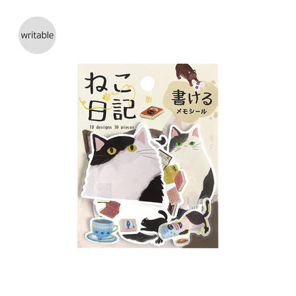 BGM Memo Sticker Cat Diary - Black - Sticky Notes