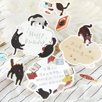 BGM Memo Sticker Cat Diary - Black - Sticky Notes