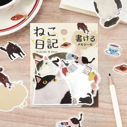 BGM Memo Sticker Cat Diary - Black - Sticky Notes