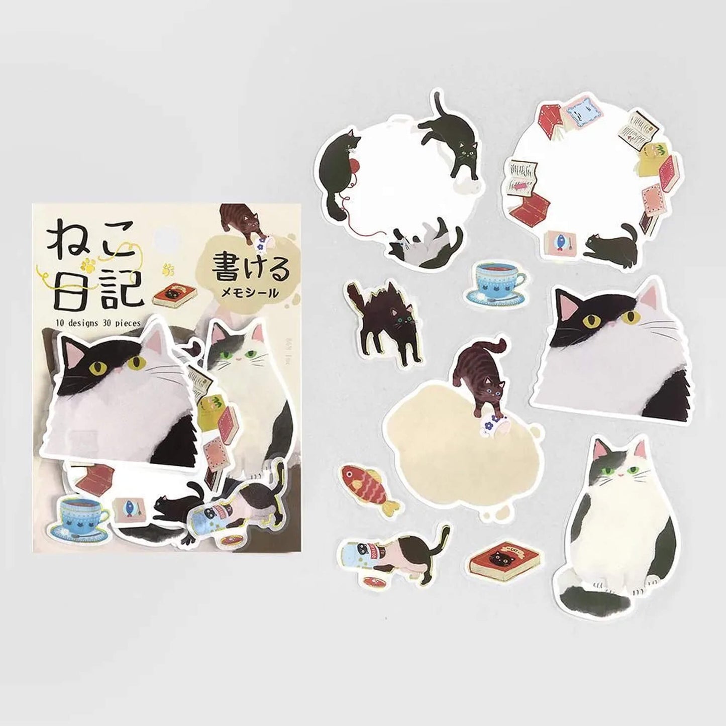 BGM Memo Sticker Cat Diary - Black - Sticky Notes