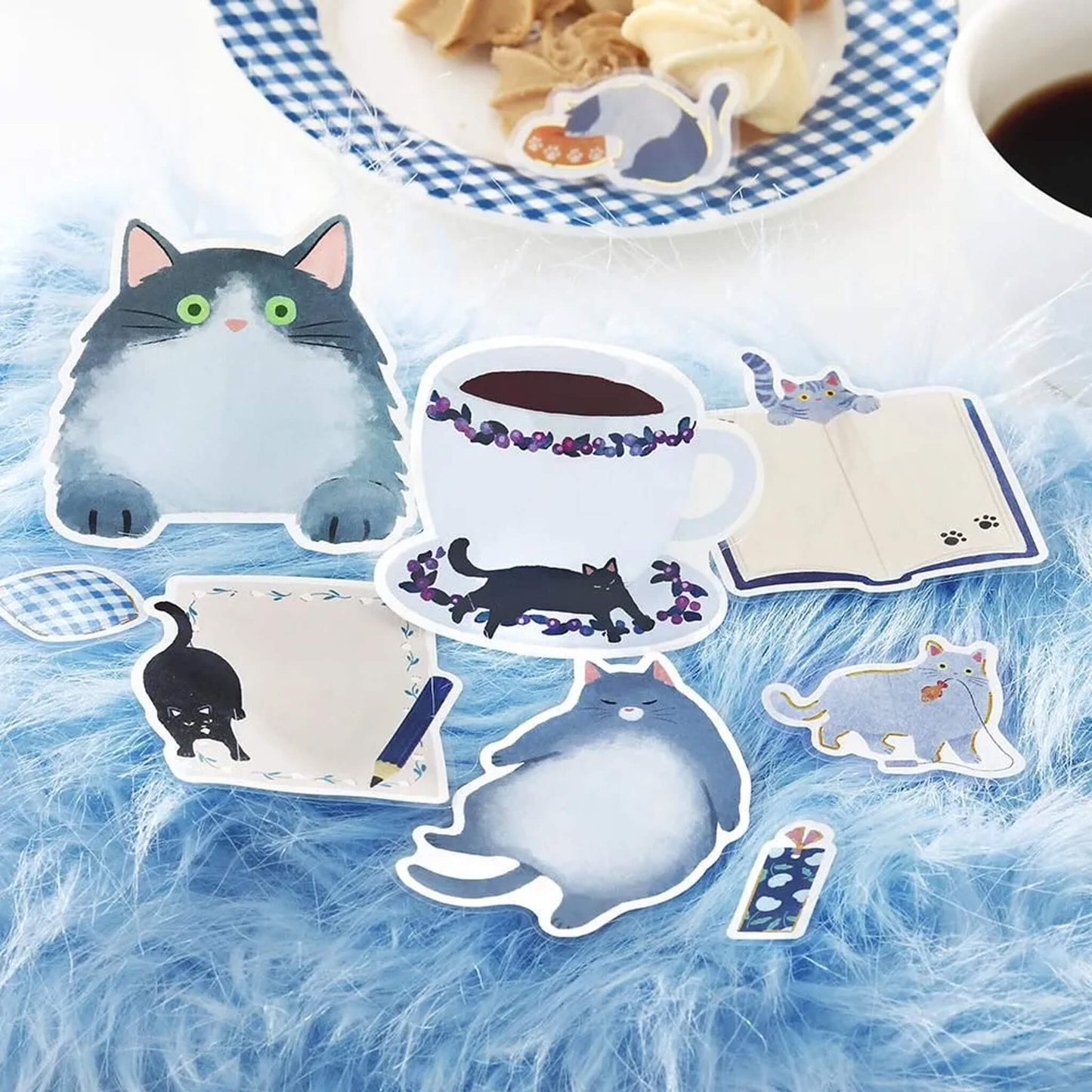 BGM Memo Sticker Cat Diary - Blue - Sticky Notes