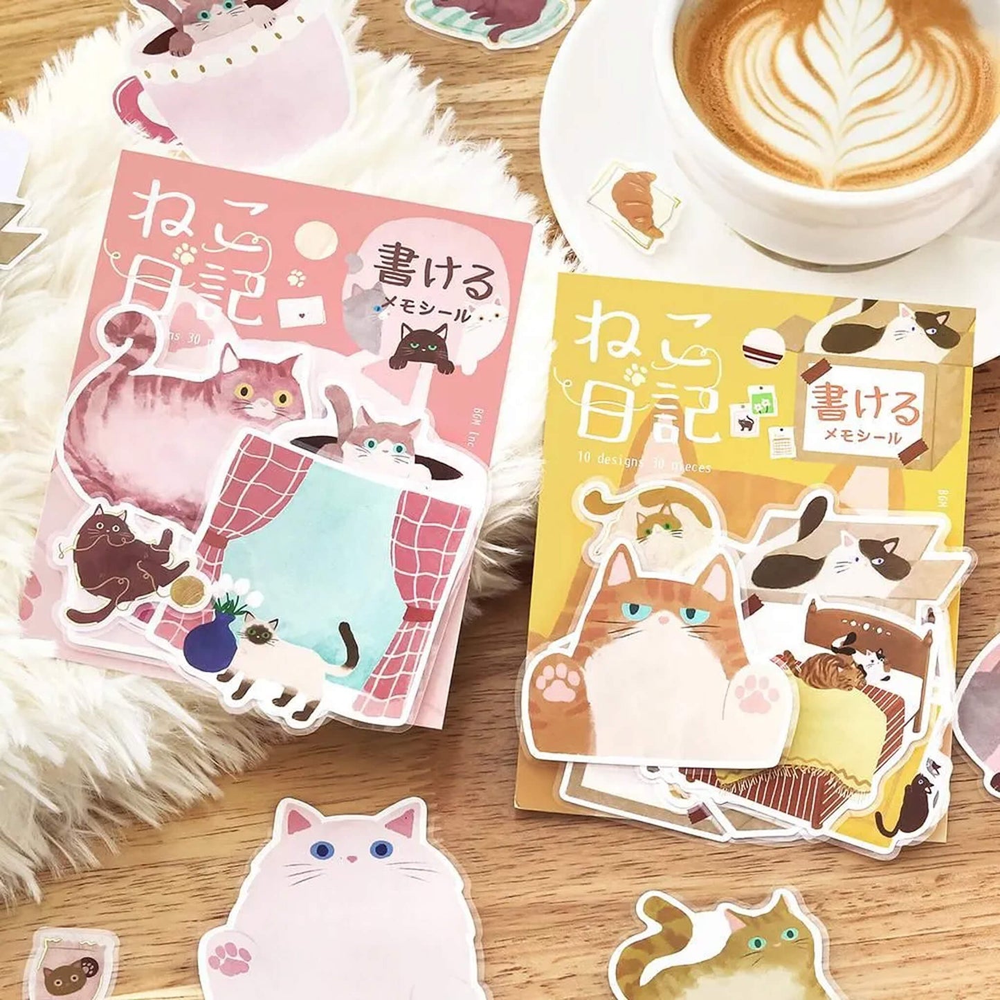 BGM Memo Sticker Cat Diary - Pink - Sticky Notes