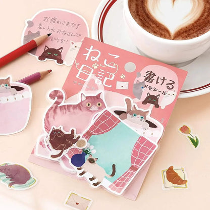 BGM Memo Sticker Cat Diary - Pink - Sticky Notes