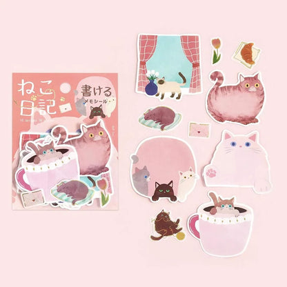 BGM Memo Sticker Cat Diary - Pink - Sticky Notes