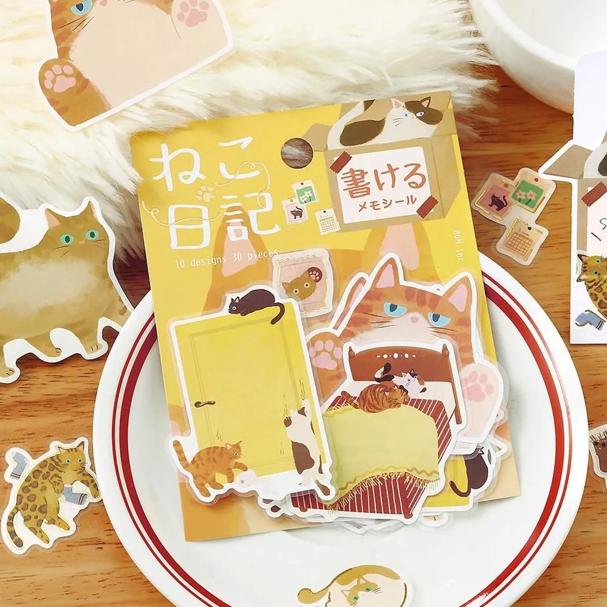 BGM Memo Sticker Cat Diary - Yellow - Sticky Notes
