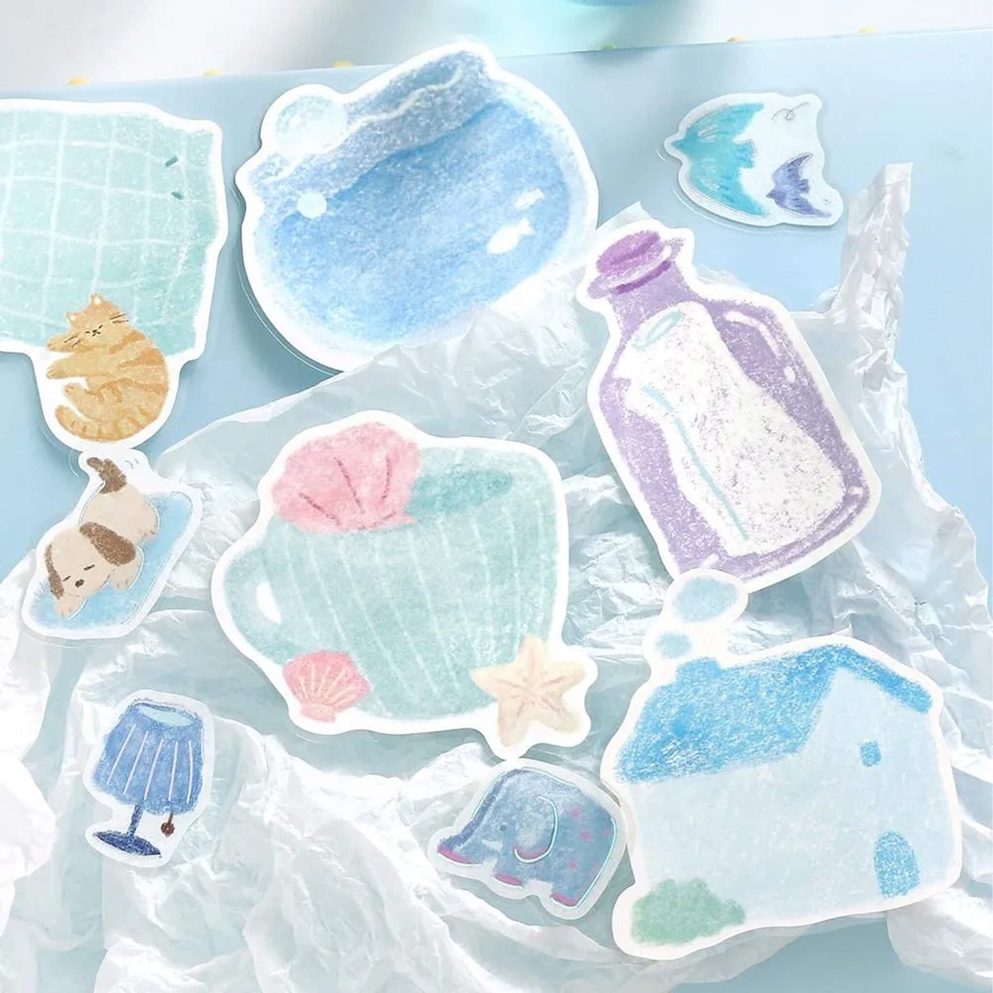 BGM Memo Sticker Fuwari Sketch - Blue - Sticky Notes