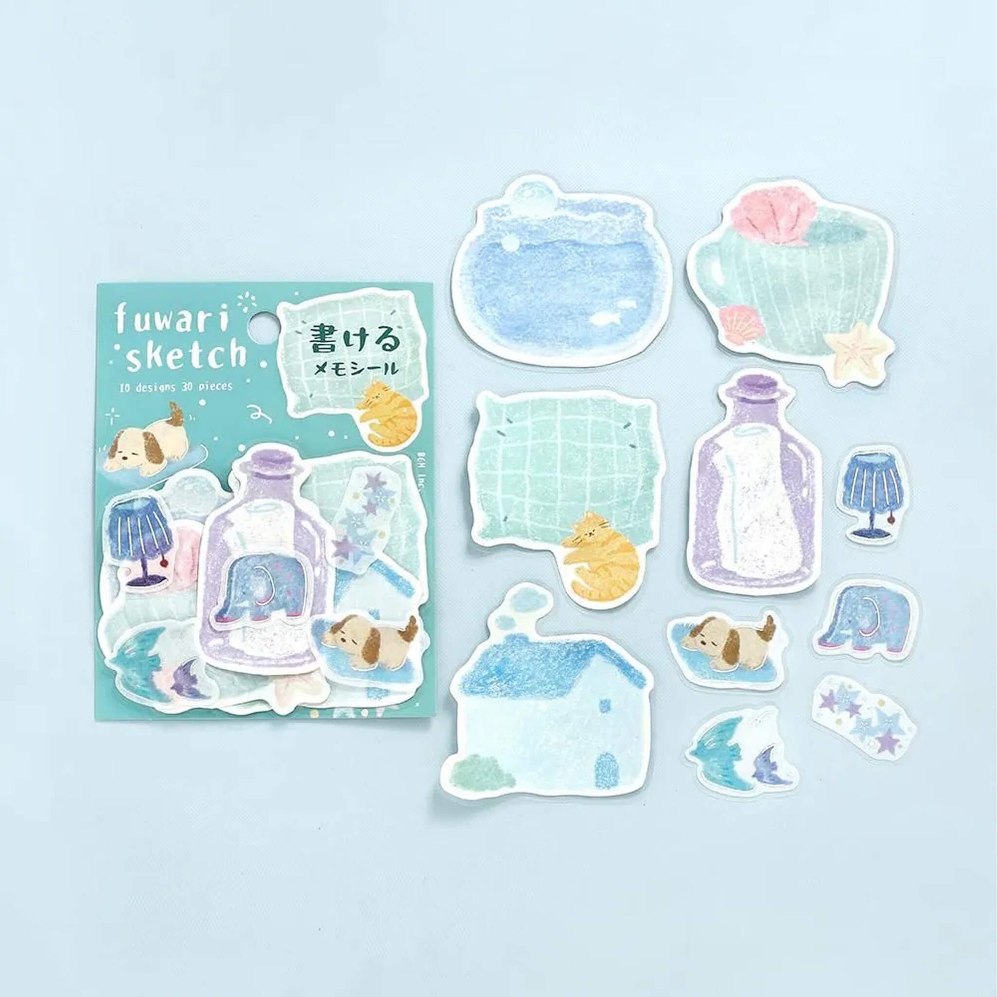 BGM Memo Sticker Fuwari Sketch - Blue - Sticky Notes