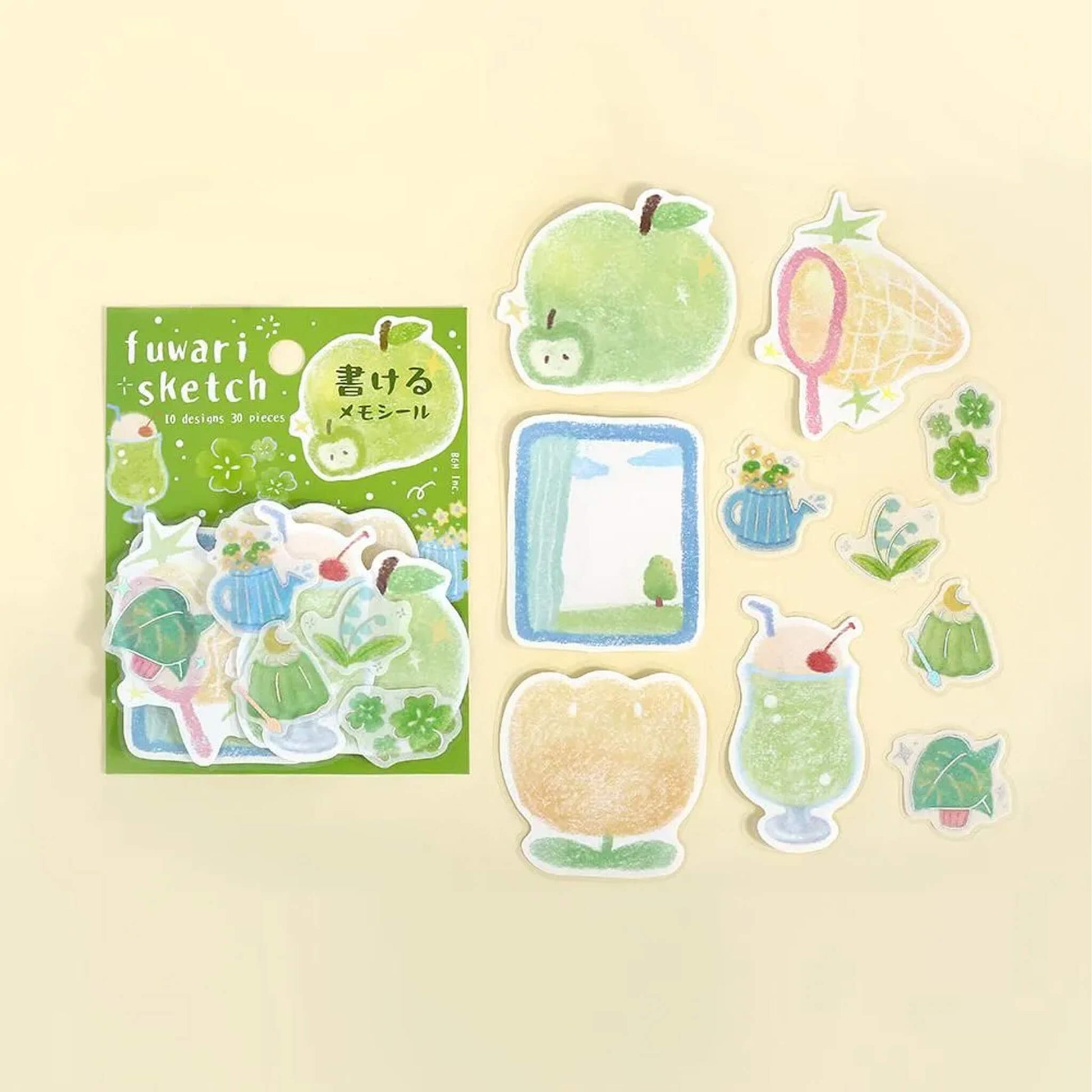 BGM Memo Sticker Fuwari Sketch - Green - Sticky Notes