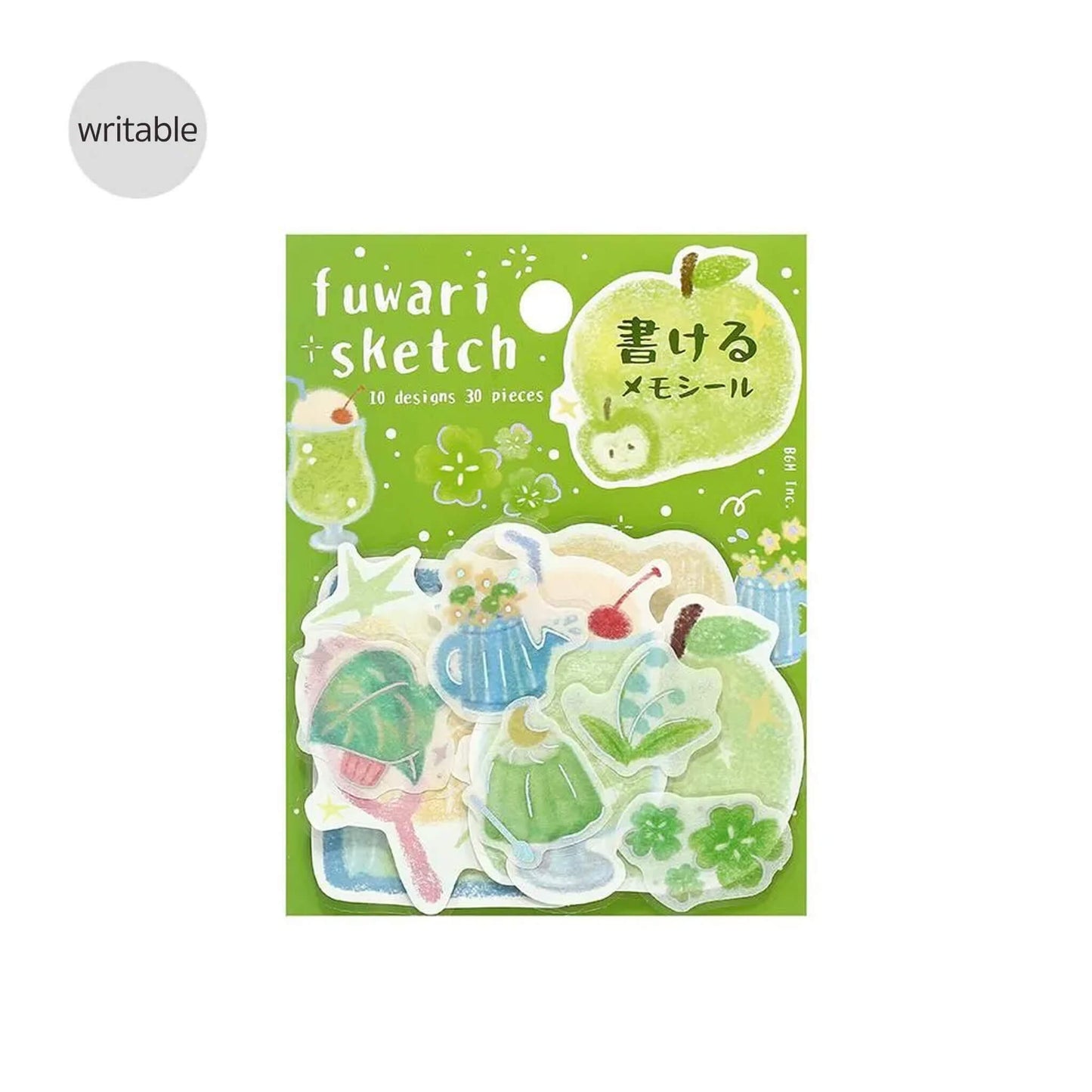 BGM Memo Sticker Fuwari Sketch - Green - Sticky Notes