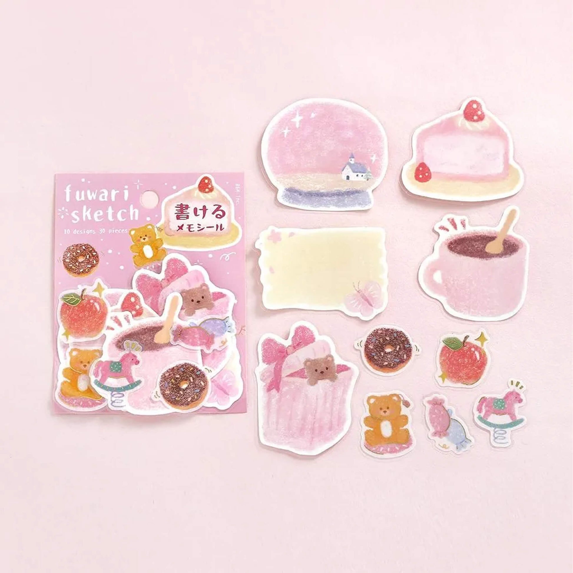 BGM Memo Sticker Fuwari Sketch - Pink - Sticky Notes
