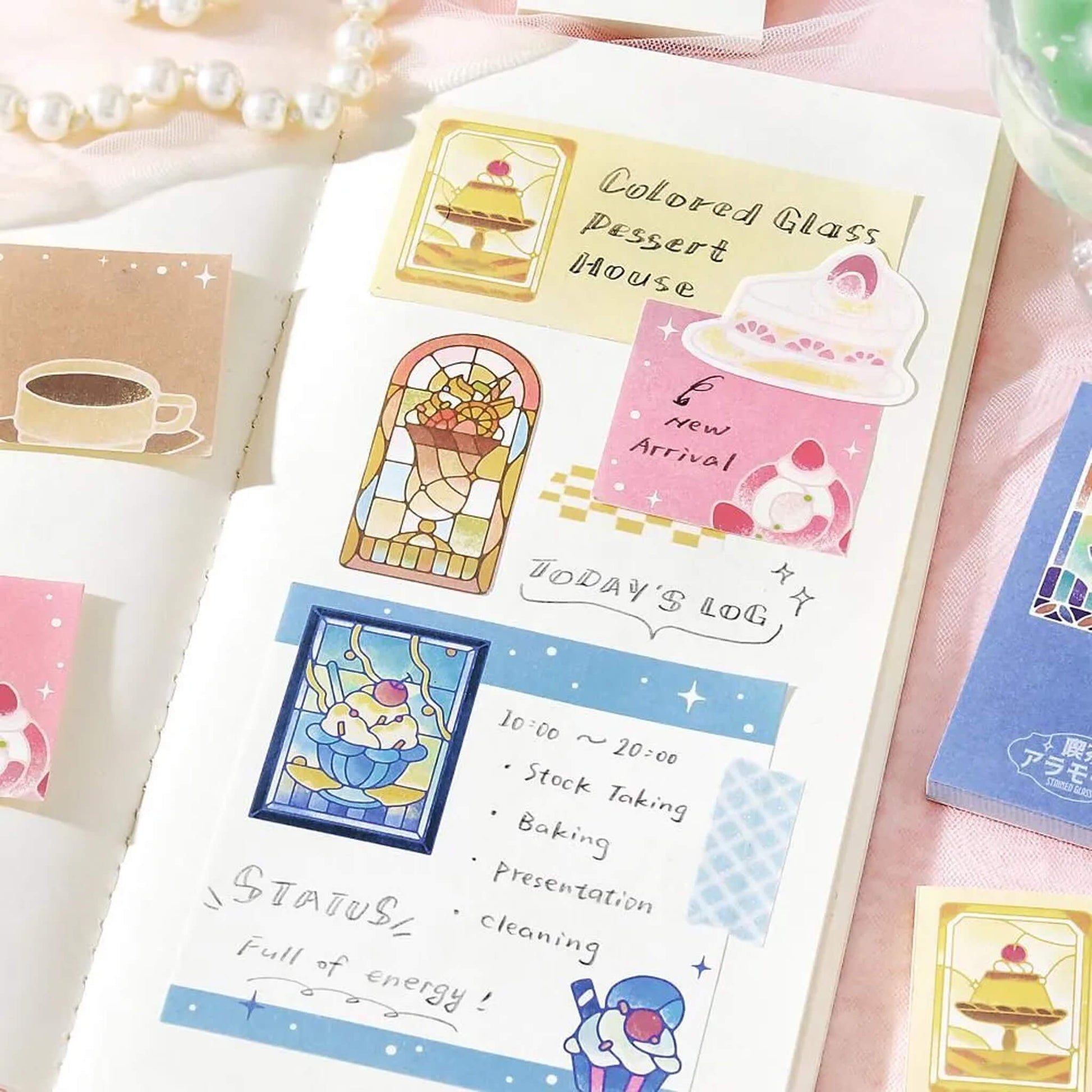BGM MEMONO Memo Pad Set - Kissaten à la Mode Stained Glass - Memo Pads