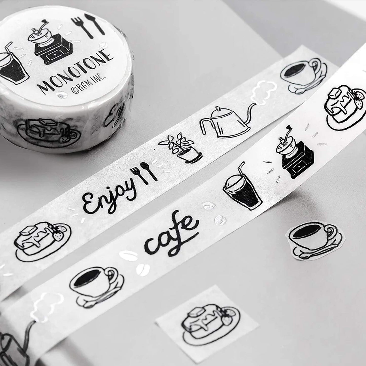 BGM Silver Foil Washi Tape Monotone - Cafe - Washi Tapes