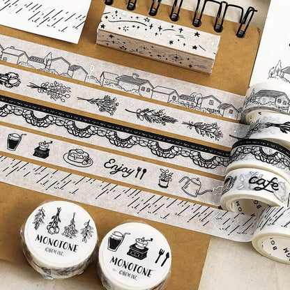 BGM Silver Foil Washi Tape Monotone - Cafe - Washi Tapes