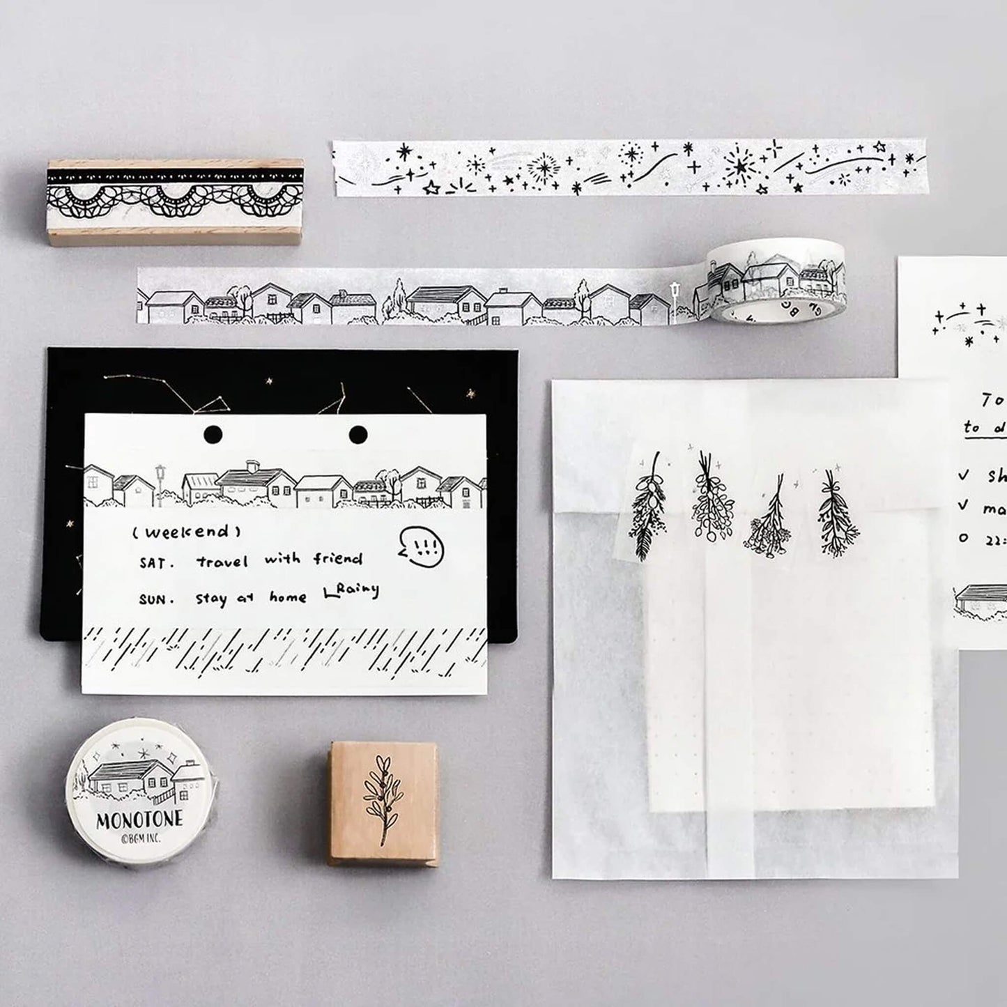 BGM Silver Foil Washi Tape Monotone - Cityscape - Washi Tapes