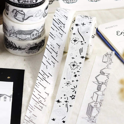 BGM Silver Foil Washi Tape Monotone - Cityscape - Washi Tapes