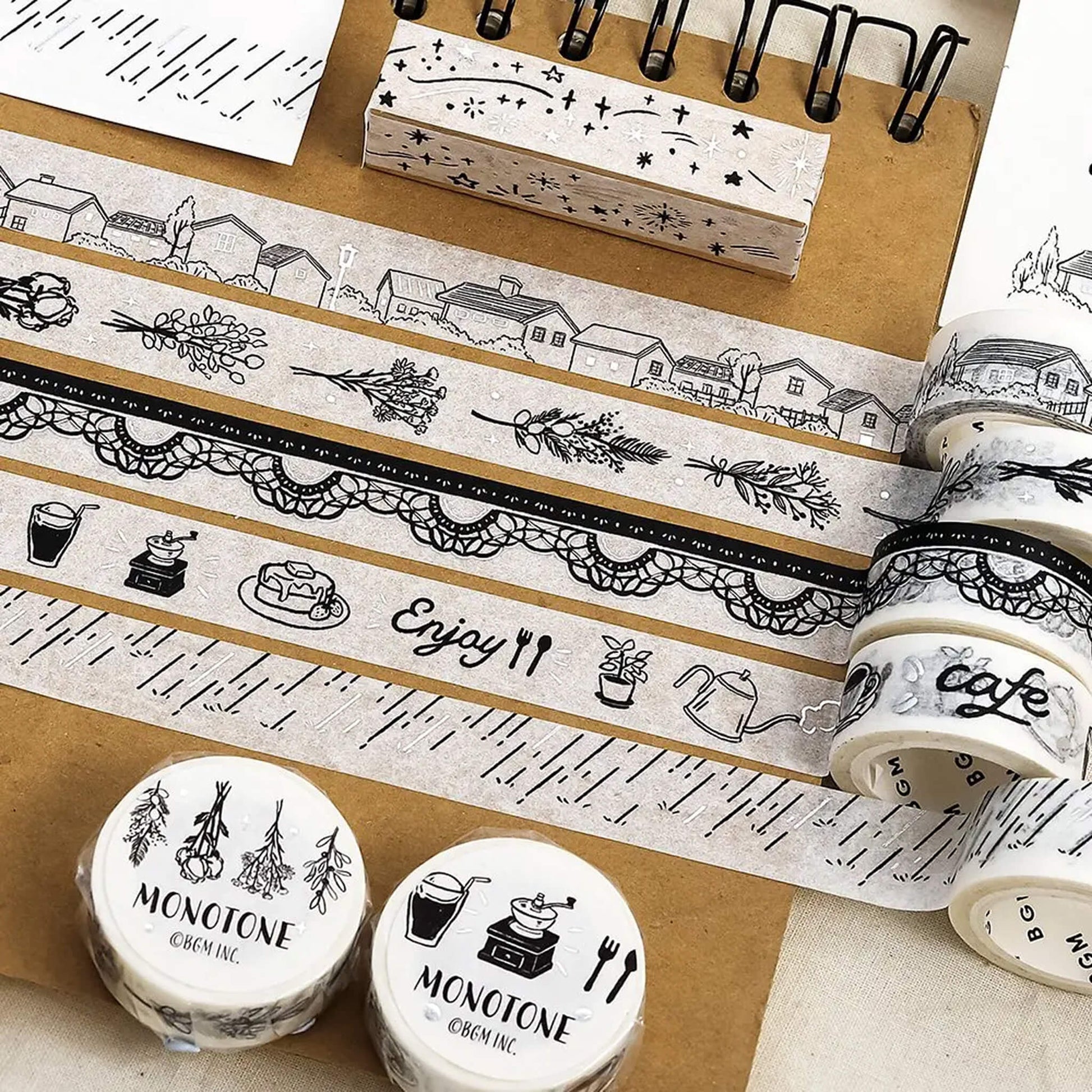 BGM Silver Foil Washi Tape Monotone - Lace - Washi Tapes