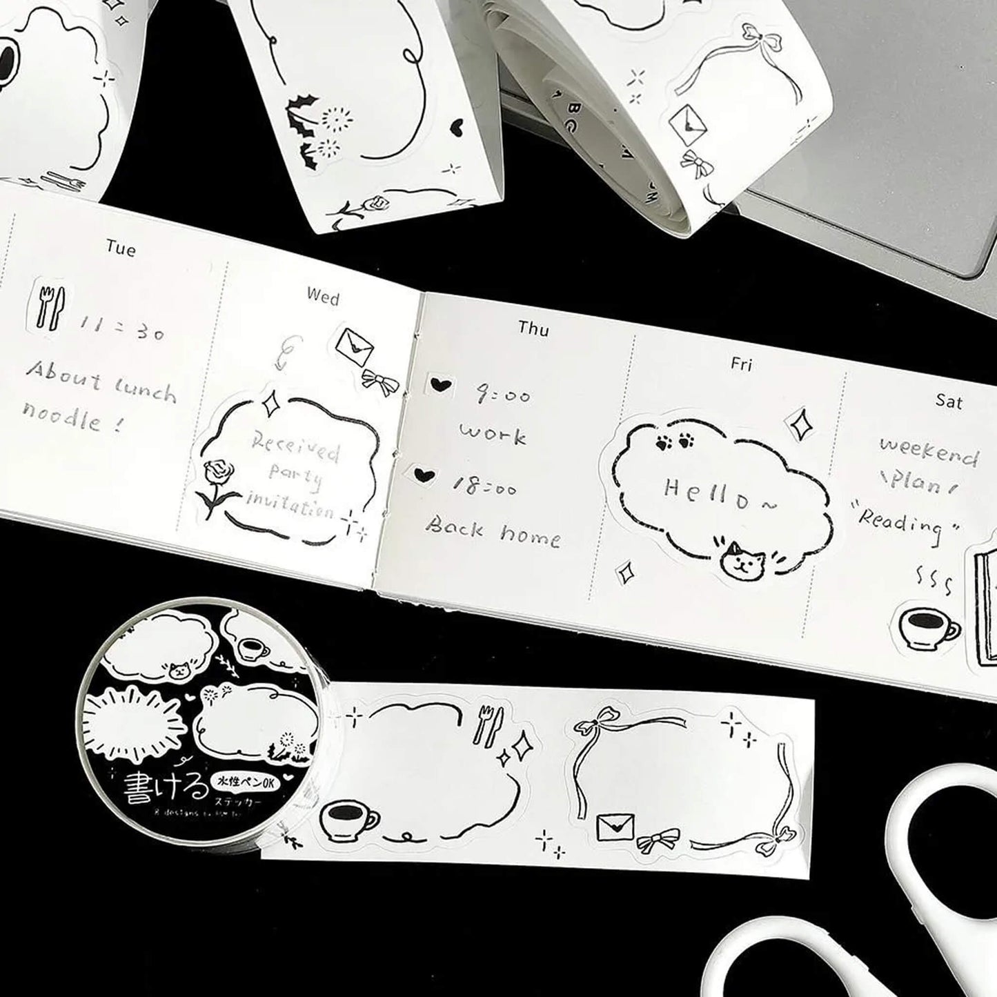 BGM Sticker Roll Writable - Sketch - Sticky Notes