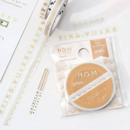 BGM Washi Tape Basic Foil Slim - Gold Lace - Washi Tapes