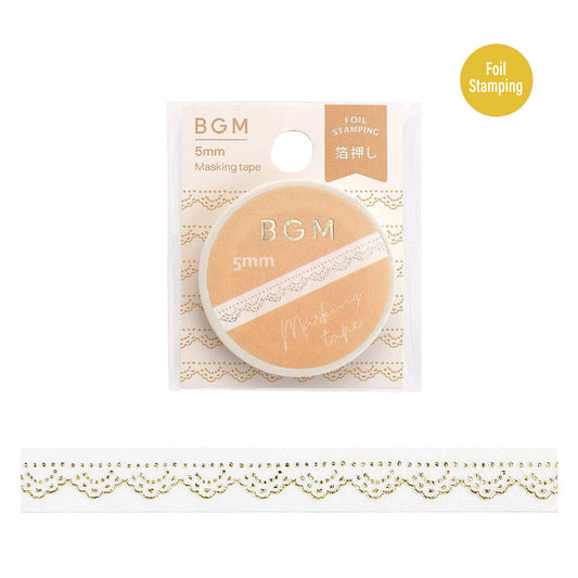 BGM Washi Tape Basic Foil Slim - Gold Lace - Washi Tapes