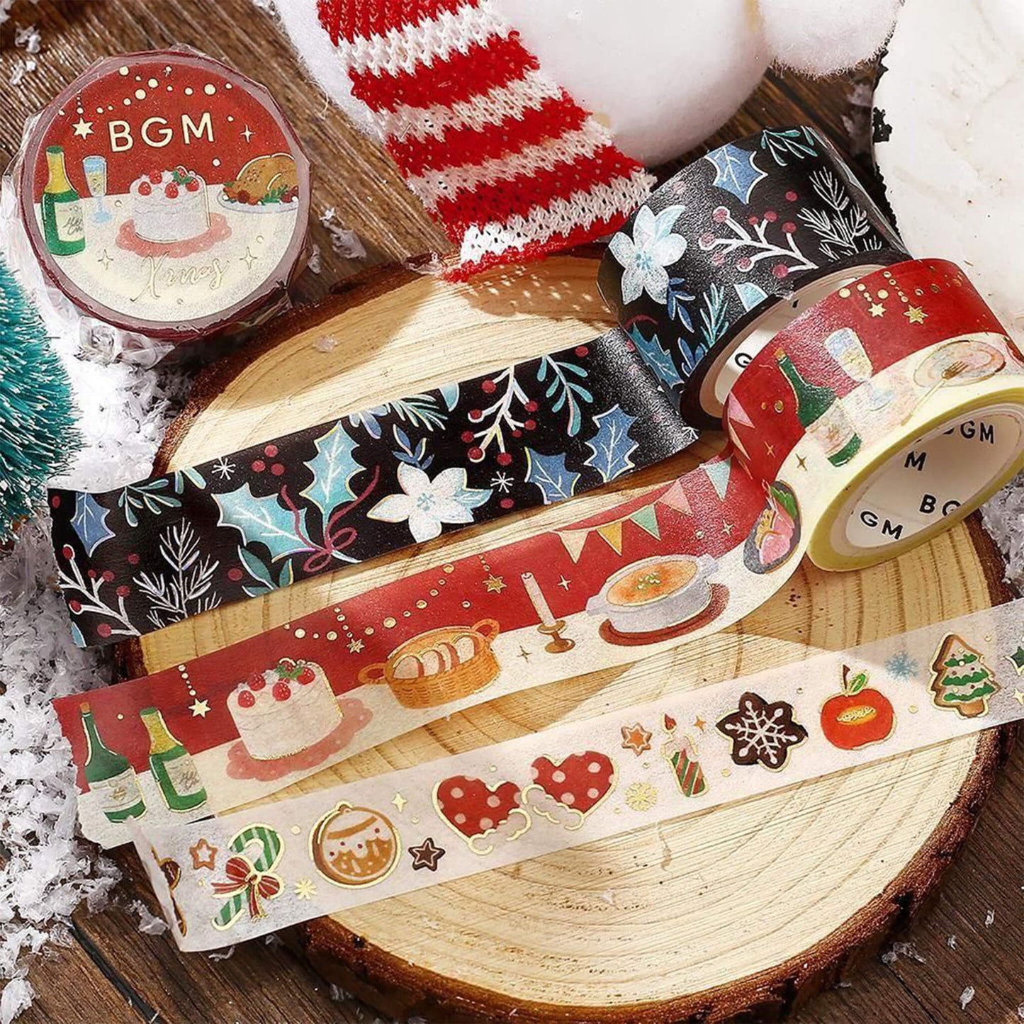BGM Washi Tape Foil 2025 Christmas Limited - Holly and Flower [20mm Width] - Washi Tapes